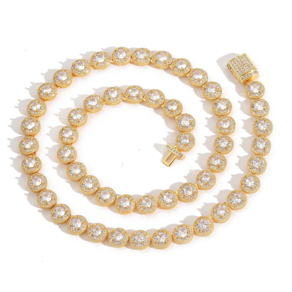 Hip Hop Round Iced Link Cubic Zirconia Necklace for Men