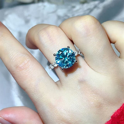 Moissanite Ring for Women, 3 Carat & 5 Carat Round Solitaire Halo Style Engagement Ring