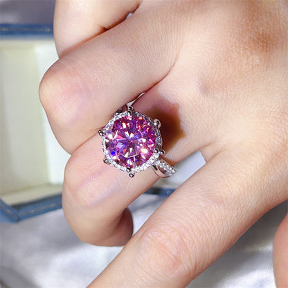 Oval Halo Moissanite Ring for Women, 3 Carat & 5 Carat Color Stone Engagement Ring