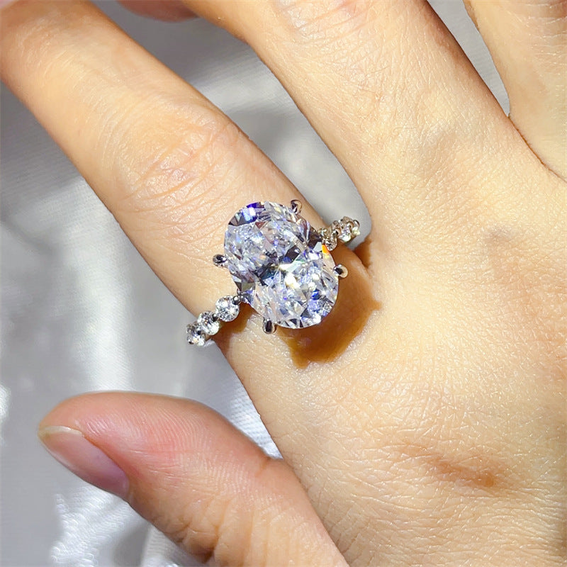 Moissanite Ring for Women, Geometric Oval Statement Engagement Ring, 3 Carat 5 Carat 8 Carat product image