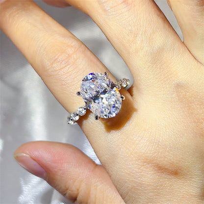 Moissanite Ring for Women, Geometric Oval Statement Engagement Ring, 3 Carat 5 Carat 8 Carat