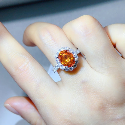 3 Carat Oval Moissanite Halo Ring for Women, S925 Ring, Color Stone Engagement Ring