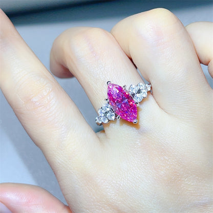 3 Carat Marquise Cut Moissanite Ring for Women, Color Stone Statement Ring, Wedding Party Dress Ring