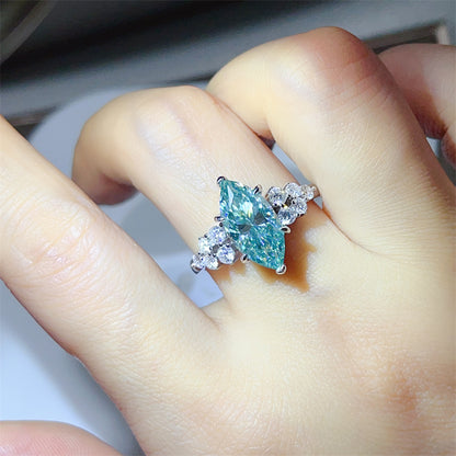 3 Carat Marquise Cut Moissanite Ring for Women, Color Stone Statement Ring, Wedding Party Dress Ring