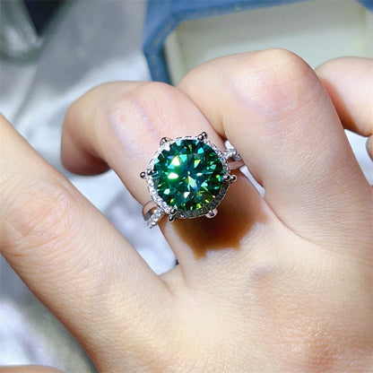 Oval Halo Moissanite Ring for Women, 3 Carat & 5 Carat Color Stone Engagement Ring