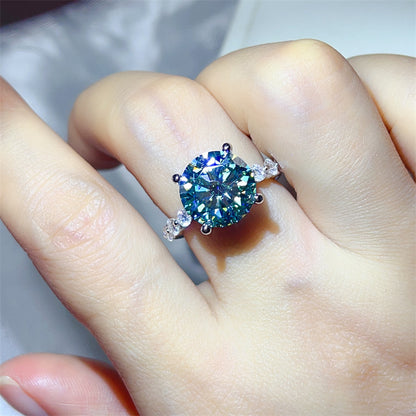 Moissanite Ring for Women, 3 Carat & 5 Carat Round Solitaire Halo Style Engagement Ring