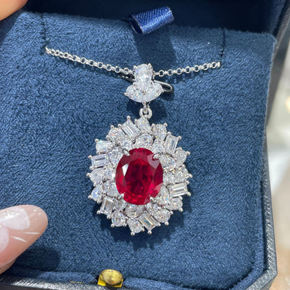 Ruby Red Crystal Bracelet, Oval Halo Vintage-Inspired Jewelry
