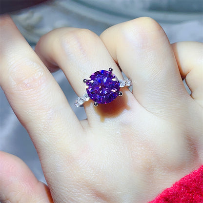 Moissanite Ring for Women, 3 Carat & 5 Carat Round Solitaire Halo Style Engagement Ring
