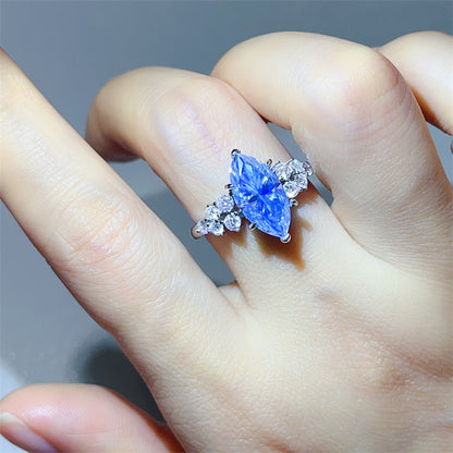 3 Carat Marquise Cut Moissanite Ring for Women, Color Stone Statement Ring, Wedding Party Dress Ring