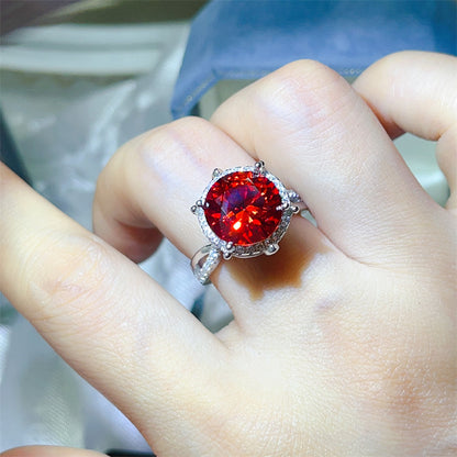 Oval Halo Moissanite Ring for Women, 3 Carat & 5 Carat Color Stone Engagement Ring