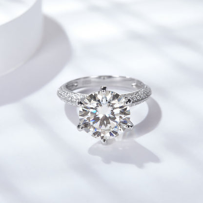 5 Carat Moissanite Halo Engagement Ring, 925 Sterling Silver Solitaire Ring for Women
