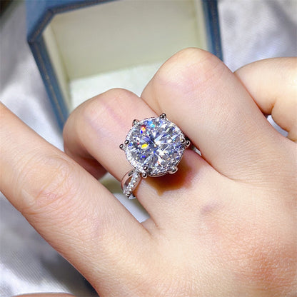 Oval Halo Moissanite Ring for Women, 3 Carat & 5 Carat Color Stone Engagement Ring