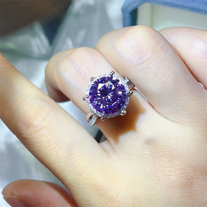 Oval Halo Moissanite Ring for Women, 3 Carat & 5 Carat Color Stone Engagement Ring