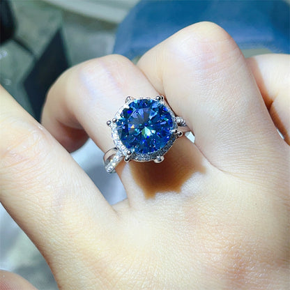 Oval Halo Moissanite Ring for Women, 3 Carat & 5 Carat Color Stone Engagement Ring