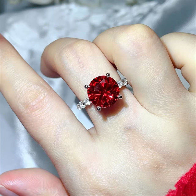 Moissanite Ring for Women, 3 Carat & 5 Carat Round Solitaire Halo Style Engagement Ring product image