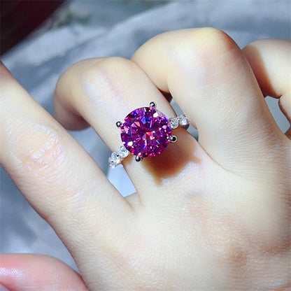 Moissanite Ring for Women, 3 Carat & 5 Carat Round Solitaire Halo Style Engagement Ring
