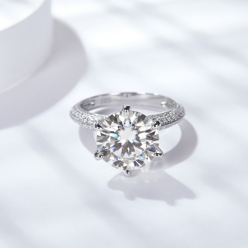 5 Carat Moissanite Halo Engagement Ring, 925 Sterling Silver Solitaire Ring for Women product image