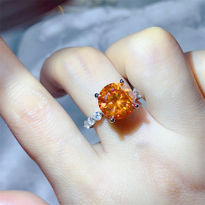 Moissanite Ring for Women, 3 Carat & 5 Carat Round Solitaire Halo Style Engagement Ring