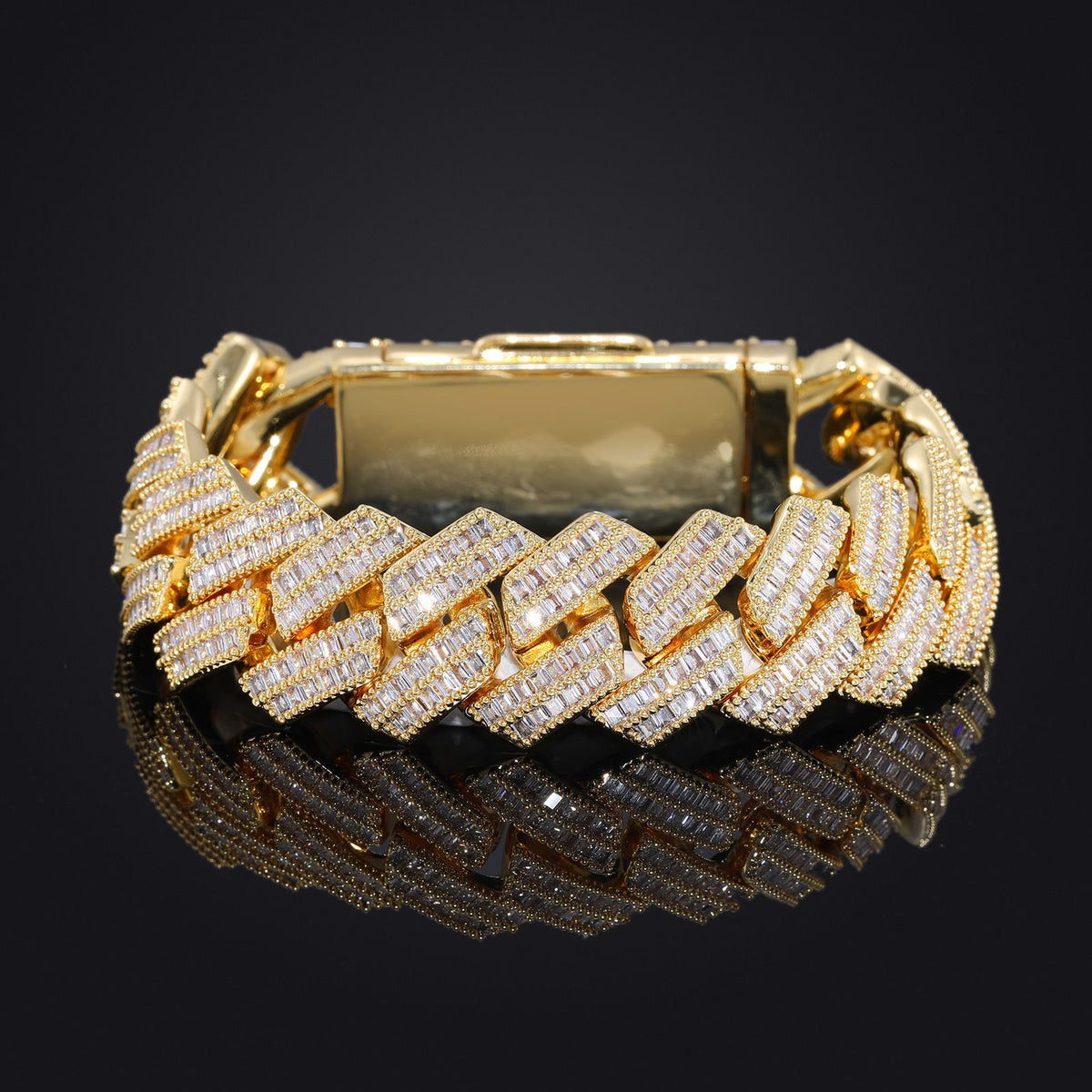 Geometric Iced Link Bracelet for Men and Women, White Tone, 7/8/9 in product image