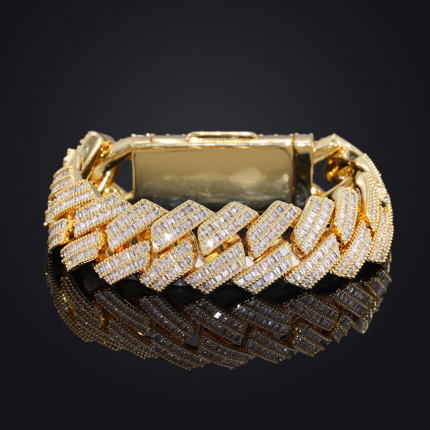 Geometric Iced Link Bracelet for Men and Women, White Tone, 7/8/9 in product image