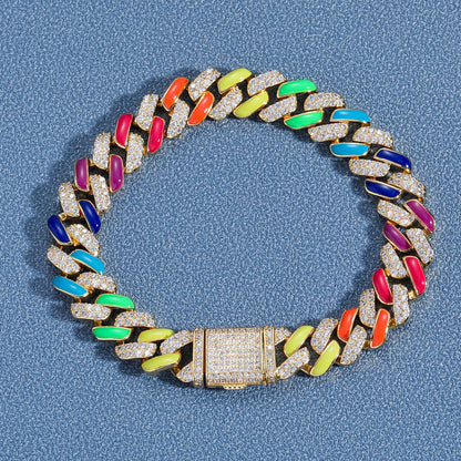 Hip Hop Punk Cuban Link Cubic Zirconia Bracelet for Men