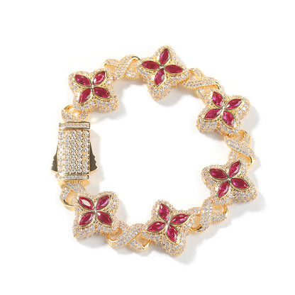 Unisex Four Leaf Clover Cubic Zirconia Bracelet /Necklace
