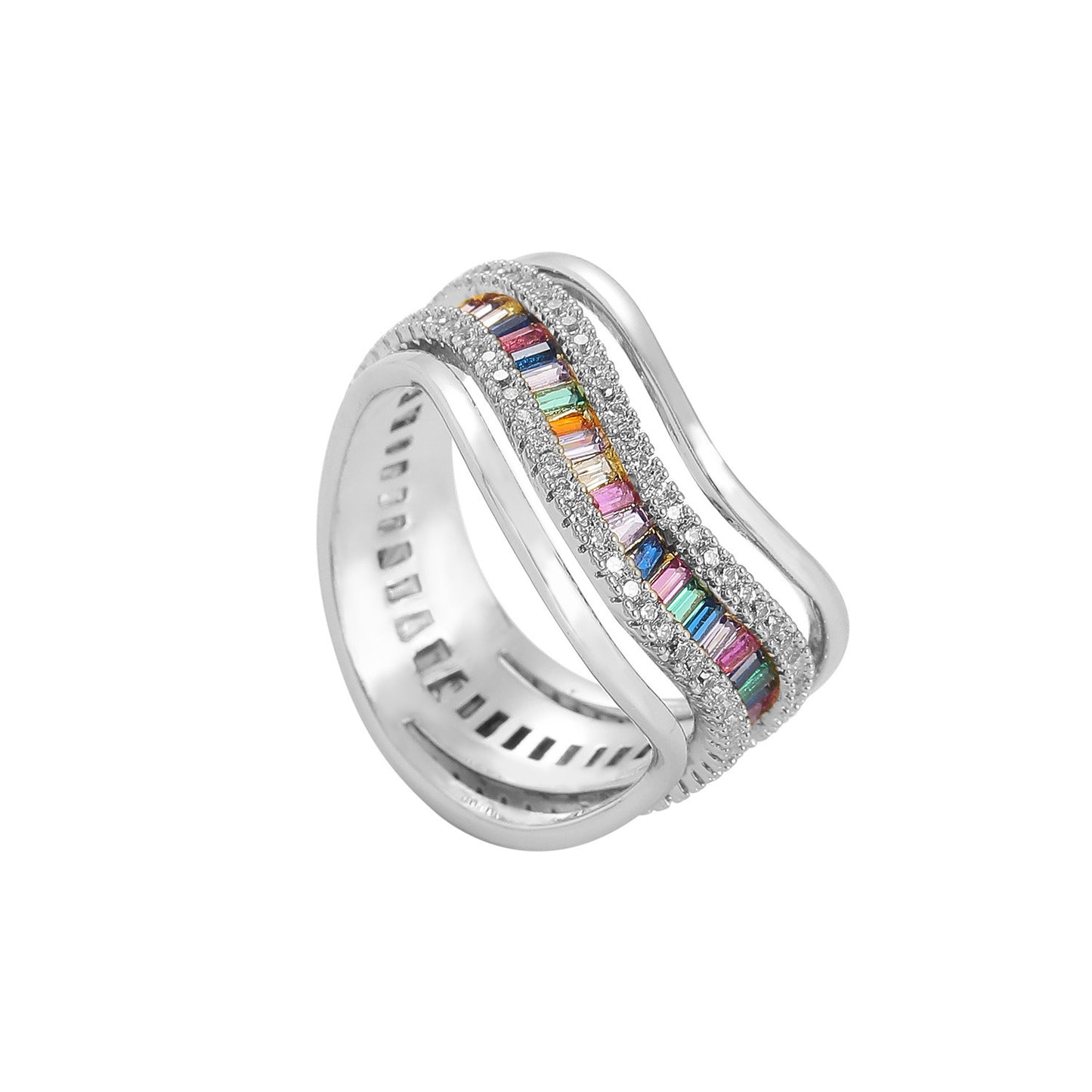 Hip Hop Geometric Cubic Zirconia Ring for Men