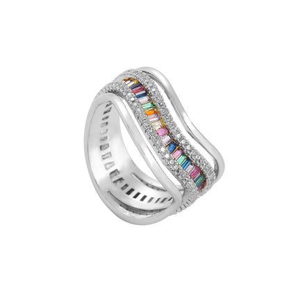 Hip Hop Geometric Cubic Zirconia Ring for Men
