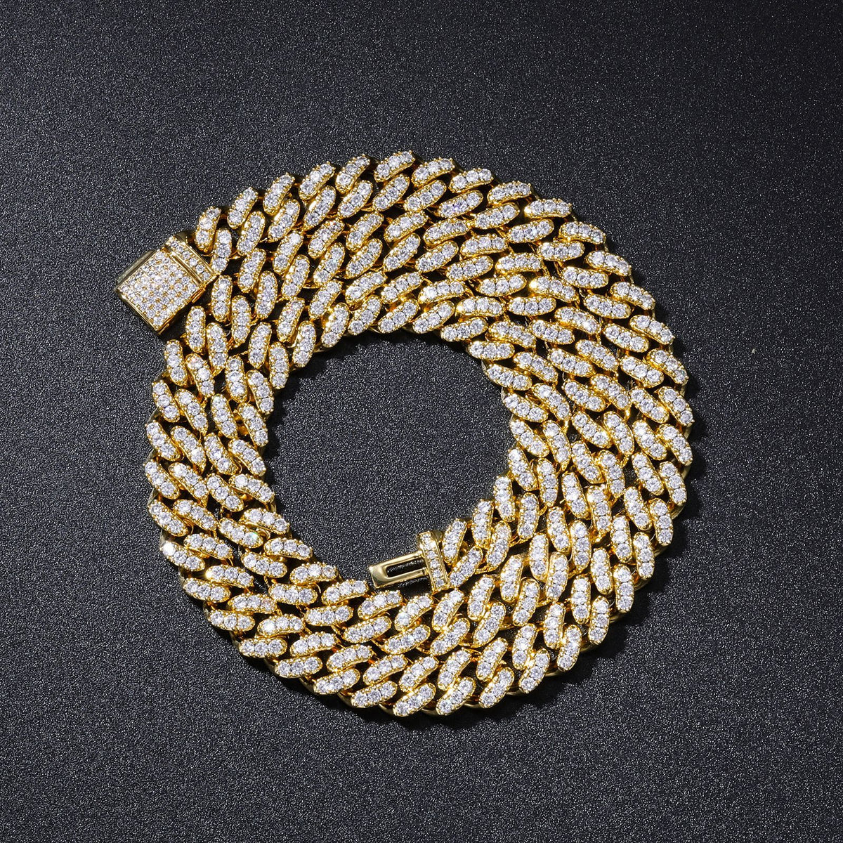 10mm Double Row Iced Out Cuban Link Chain Necklace Bracelet for Men and Women product image