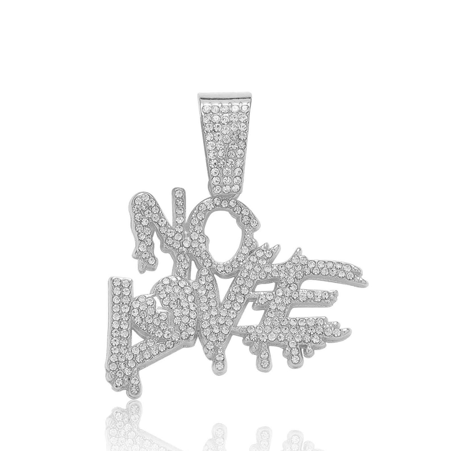 Hip Hop Heart Letter Teardrop Alloy Pendant Necklace for Men and Women