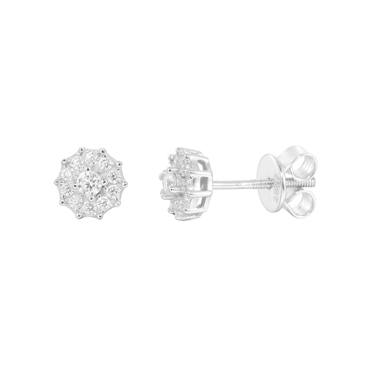 Unisex Round Moissanite Stud Earrings in Gold Tone or White Gold Tone, Iced Out Micro Pave Hip Hop Earrings product image