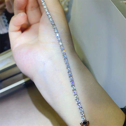 VVS1 Moissanite Tennis Bracelet for Women, Full Stone 3mm Bracelet 15-19cm