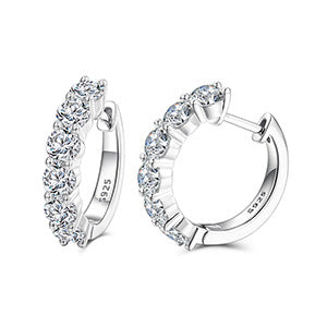 925 Silver Moissanite Hoop Earrings for Women and Men, Round Geometric Hip Hop Stud Hoop Earrings in Silver, Gold, and Rose Gold product image