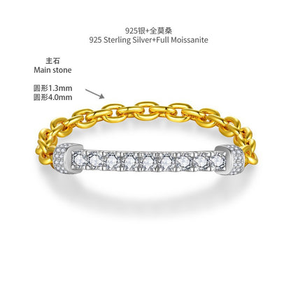 Two-Tone Tennis Bracelet with Clear Round Stones and T-Bar Clasp