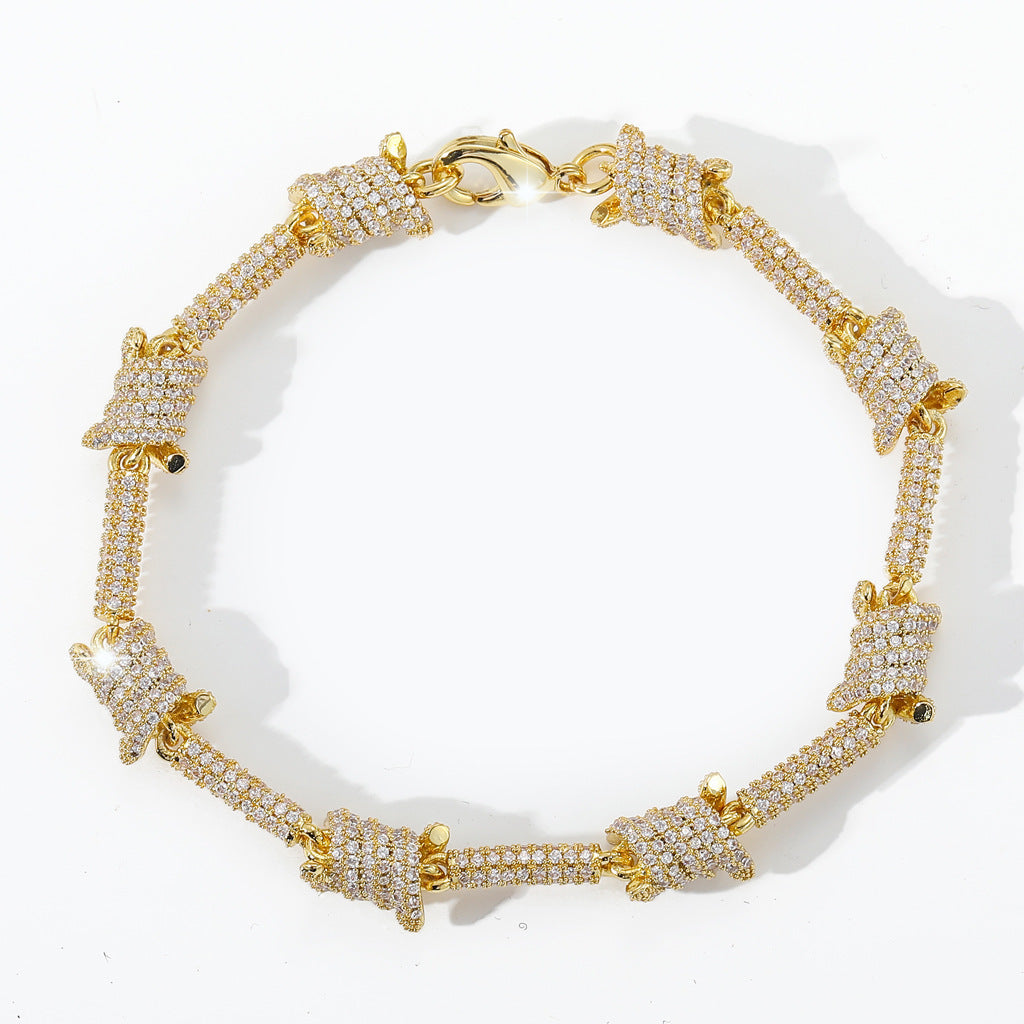 Hip Hop Minimalist Thorn Cubic Zirconia Bracelet for Men