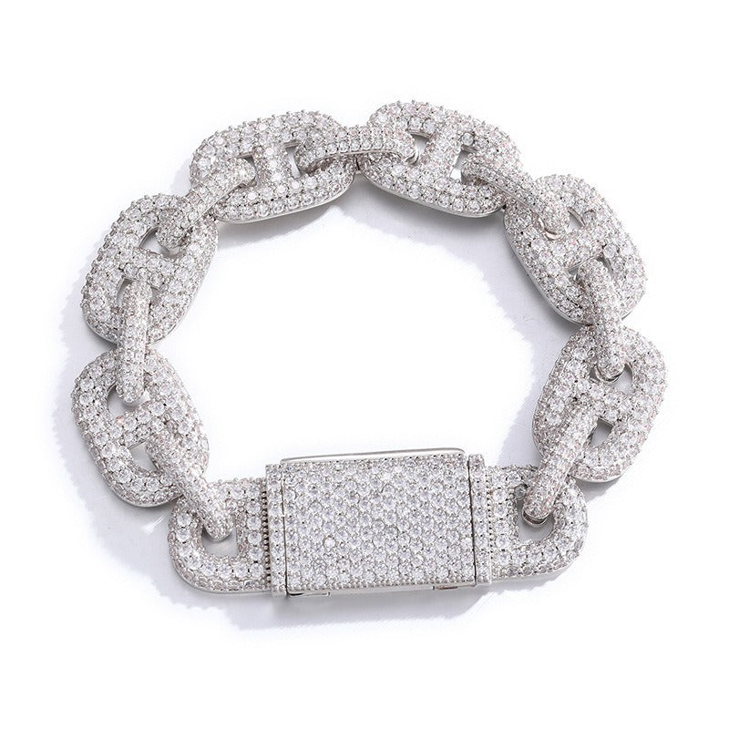 Iced Out Cuban Link Chain Necklace or Bracelet for Women and Men - Micro Pave Cubic Zirconia Hip Hop Statement Jewelry product image