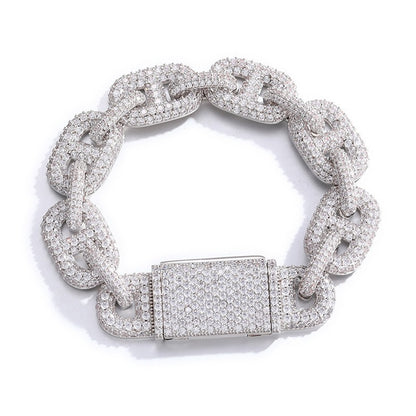 Iced Out Cuban Link Chain Necklace or Bracelet for Women and Men - Micro Pave Cubic Zirconia Hip Hop Statement Jewelry