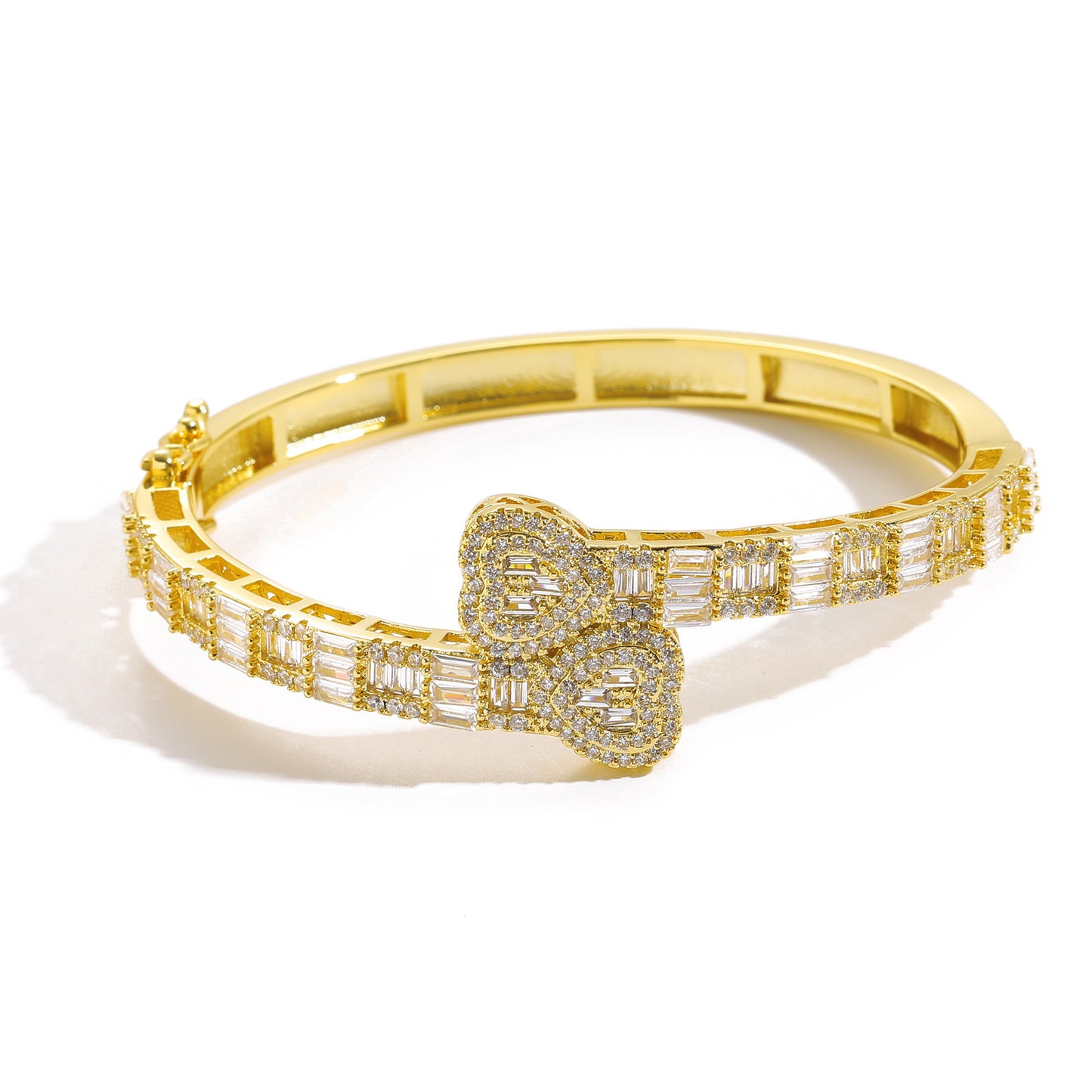 Hip Hop Light Luxury Heart Square Cubic Zirconia Bracelet for Men and Women