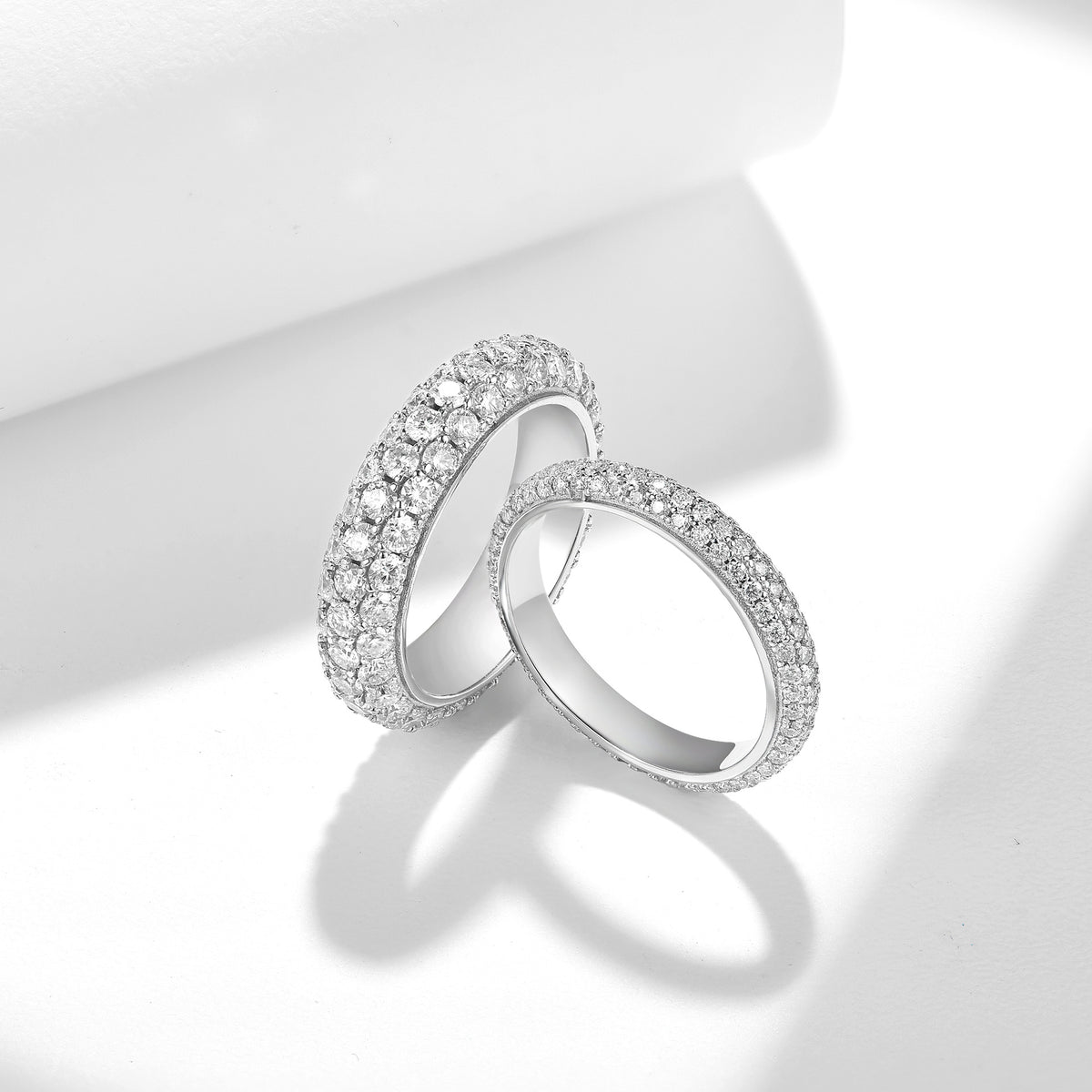 Pavé Moissanite Ring, S925 Sterling Silver Matching Couple Band product image