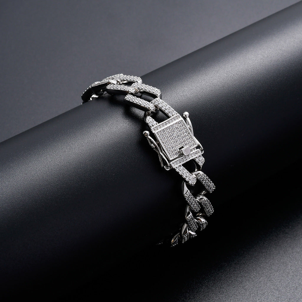Hip Hop Minimalist Diamond Shape Cuban Link Cubic Zirconia Bracelet for Men