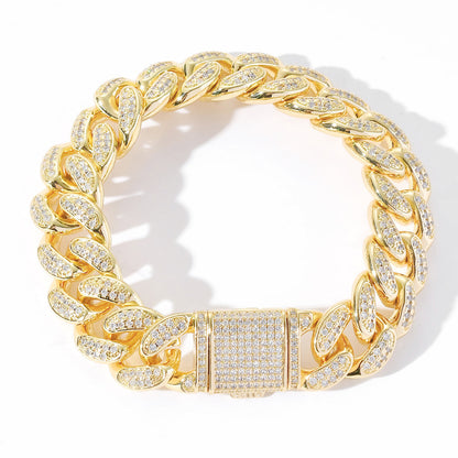 Hip Hop Minimalist Cross Square Cuban Link Cubic Zirconia Bracelet for Men