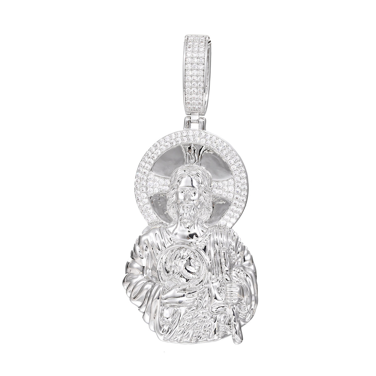 Iced Out Cartoon Figure Pendant Necklace in Gold or White Gold Tone product image