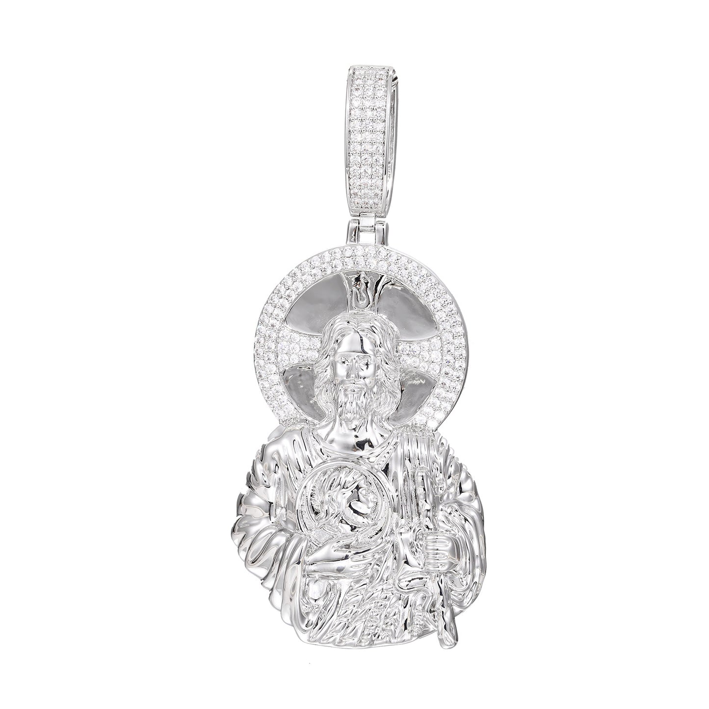 Iced Out Cartoon Figure Pendant Necklace in Gold or White Gold Tone product image
