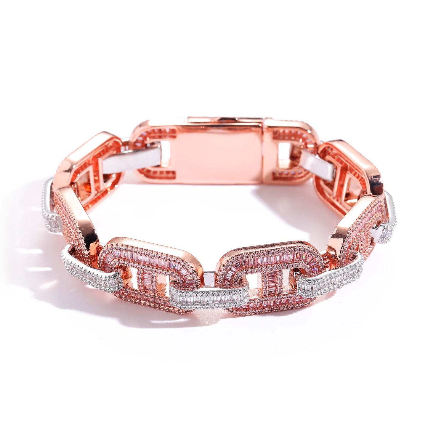 Hip Hop Square Cuban Link Cubic Zirconia Bracelet for Men