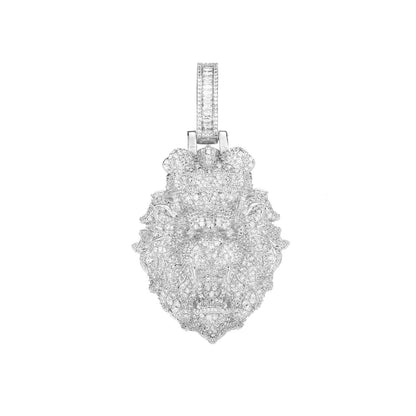 Iced Out Lion Head Pendant Necklace for Men - Hip Hop Cubic Zirconia Statement Chain