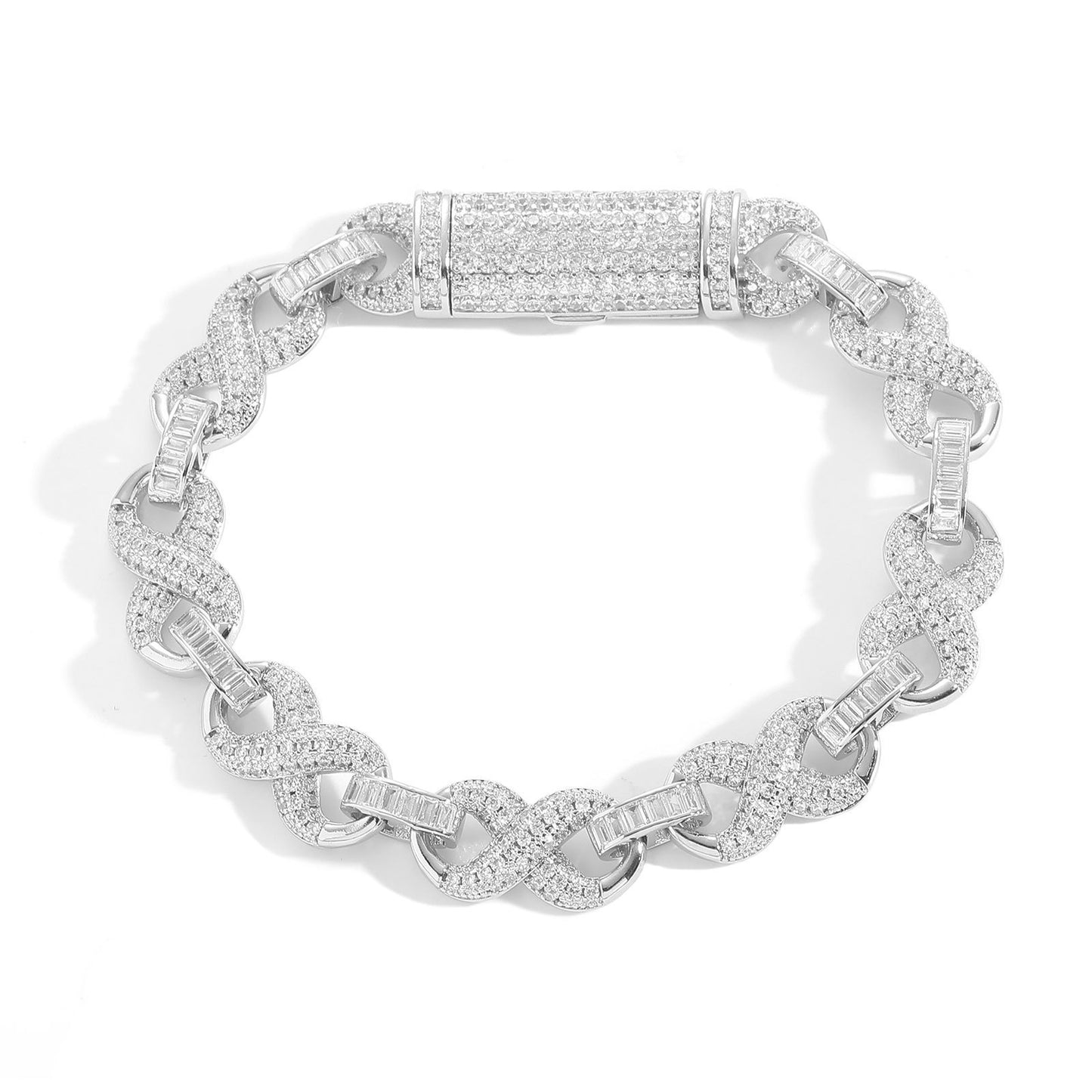Hip Hop Four Leaf Clover Cuban Link Copper Bracelet for Men