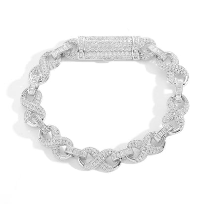 Hip Hop Four Leaf Clover Cuban Link Copper Bracelet for Men