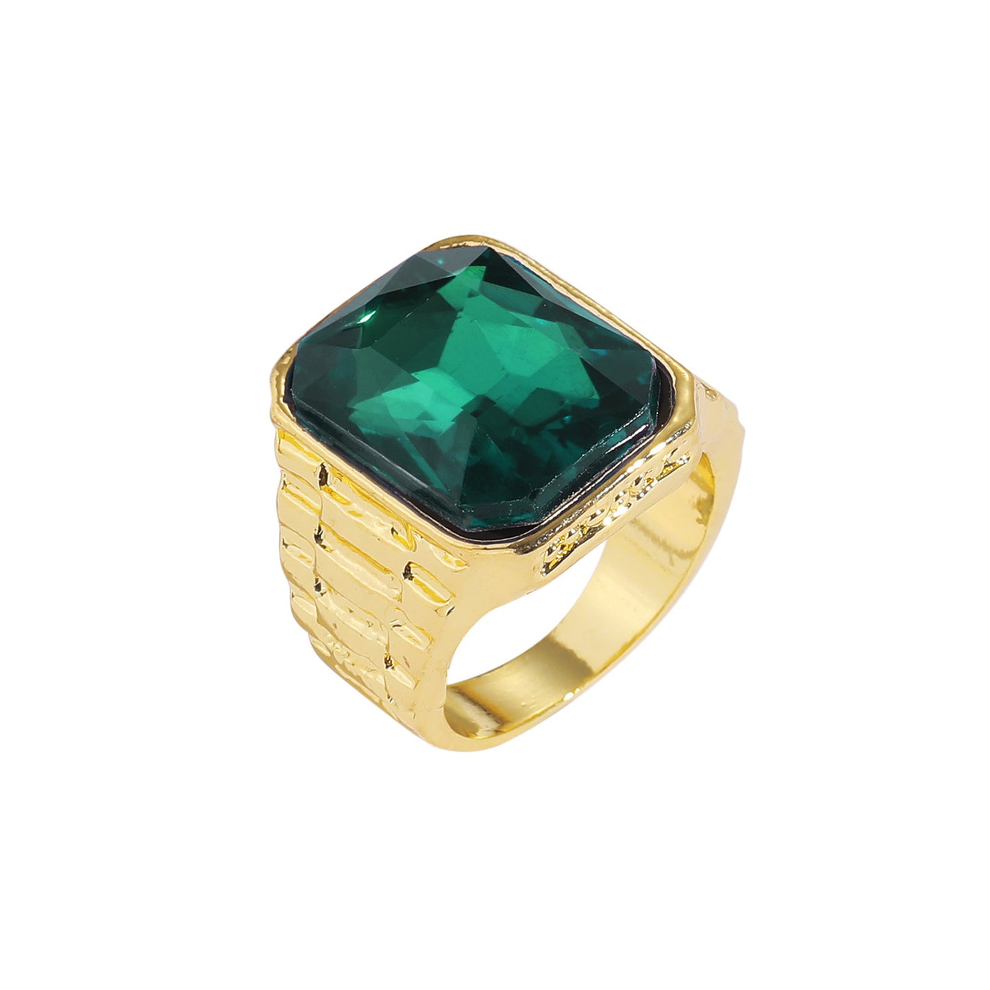 Hip Hop Vintage Square Cubic Zirconia Ring for Men