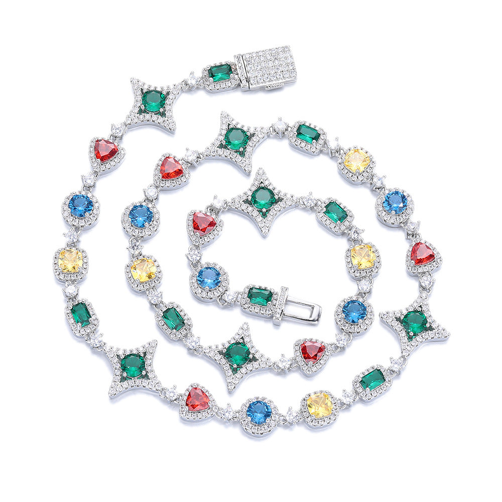 Colorful Star Geometric Chain Necklace & Bracelet Set product image