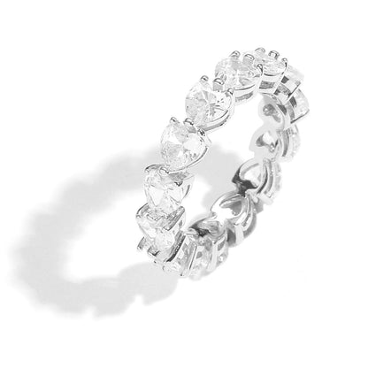 Hip Hop Heart Cubic Zirconia Ring for Men and Women